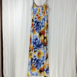 Calvin Klein Abstract Floral Empire Waist Maxi Sundress - Size 10